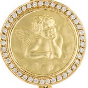 Temple St Clair 18kt diamond pave angel pendant